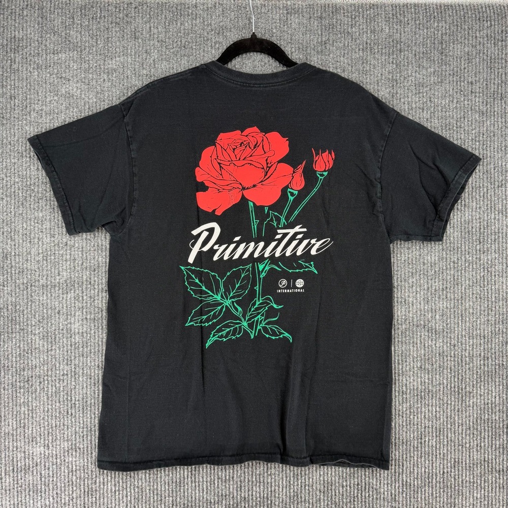 Primitive Apparel skateboarding short sleeve t-shirt Large rose tattoo style alt